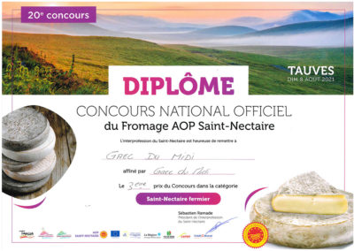 Concours National AOP Saint Nectaire 2021