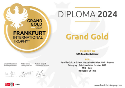 Diplôme "Grand Gold" 2024 décerné à Francfort